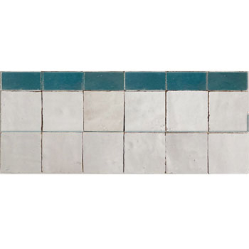 Mosaic House Moroccan tile Custom Kteeb Border 1-24 White Sea Green  zellige, mosaic, zellij, border, glaze 